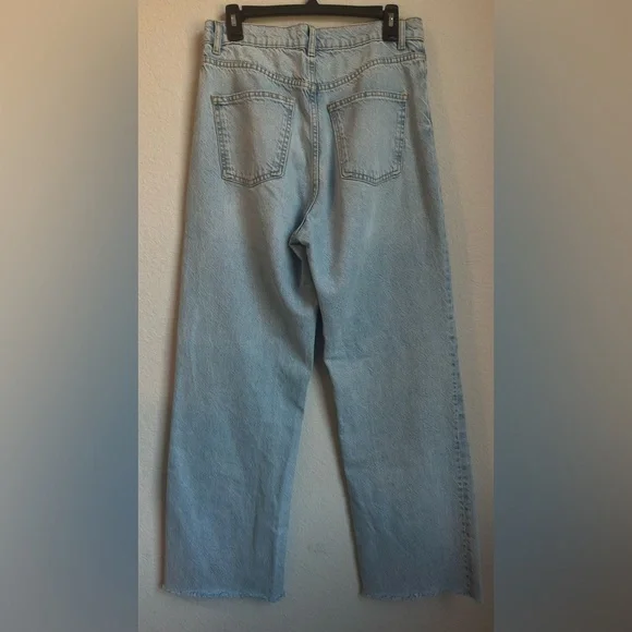 Zara The 90’s Full Length High Rise Raw Hem Frayed Blue Jeans Size 8 - Picture 3 of 7